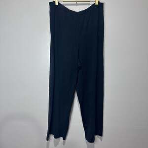 Eileen Fisher Silk Blend Black Stretch Jersey Knit Wide Leg Pull-On Pants Size X